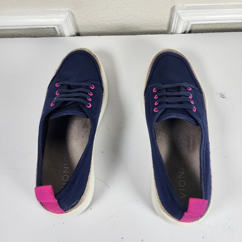 Vionic Jovie Ionic Casual Canvas Slip-On Sneakers Blue Pink Size 5 - Picture 7 of 12